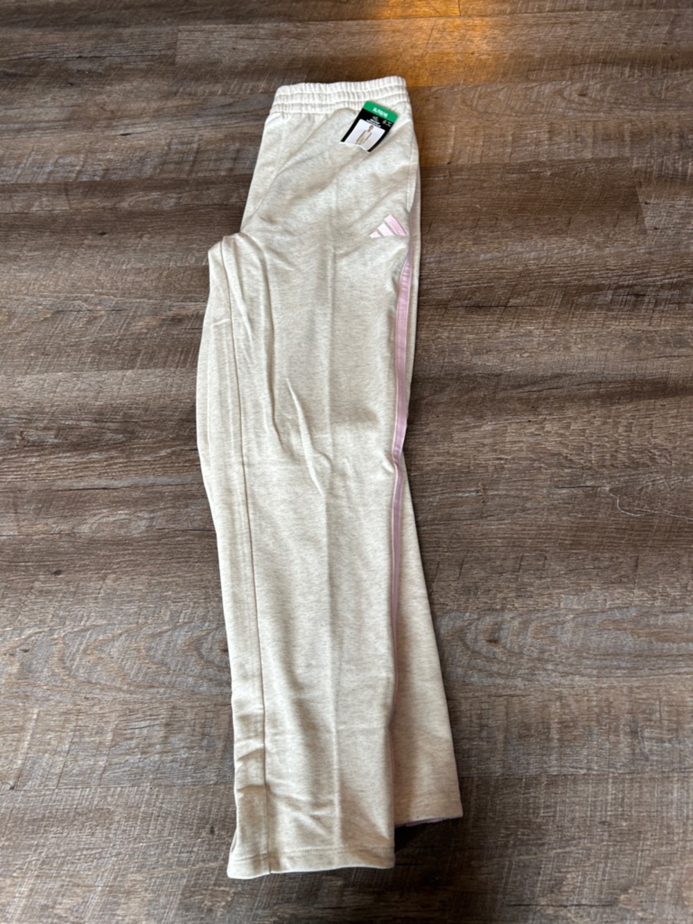 adidas Cream Sweatpants with Pink Side Stripe
